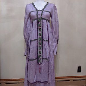 Vintage 1970s Light Purple Prairie Dress